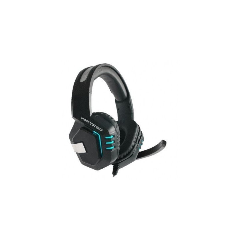 Audífono diadema gamer con micrófono plegable (USB luz) conector 3.5 mm TRRS Vortred by Perfect Choice negro