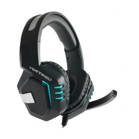 Audífono diadema gamer con micrófono plegable (USB luz) conector 3.5 mm TRRS Vortred by Perfect Choice negro