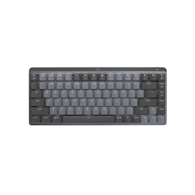 Teclado Logitech MX Mini Mechanical, sin zona numérica, RF Wireless + Bluetooth, Interruptor mecánico, LED, Grafito, Gris
