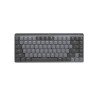 Teclado Logitech MX Mini Mechanical, sin zona numérica, RF Wireless + Bluetooth, Interruptor mecánico, LED, Grafito, Gris