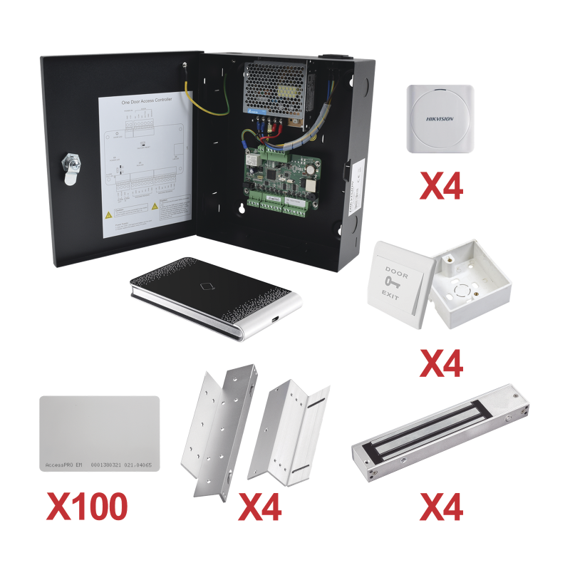 Kit de Control de Acceso con TARJETA para 4 Puertas, TODO INCLUIDO, So