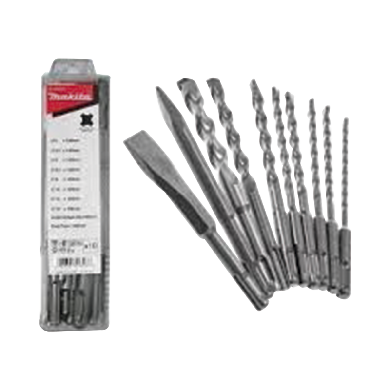 juego con 10 piezas de brocas y cinceles sds plus