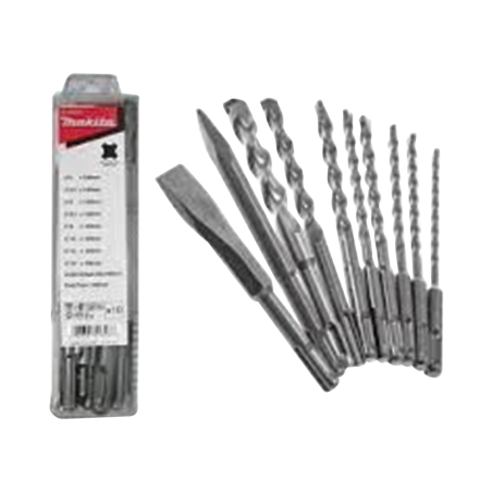 juego con 10 piezas de brocas y cinceles sds plus