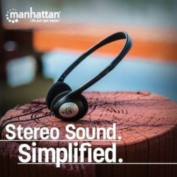 Audífono Manhattan estéreo 3.5 con banda ajustable negro