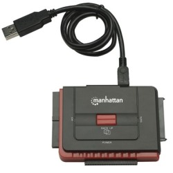 Convertidor Manhattan USB 2.0 a discos duros IDE y SATA con fuente de alimentación