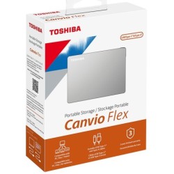 Disco duro externo Toshiba Canvio Flex, 4TB, USB 3.1, plata, para Mac o PC.