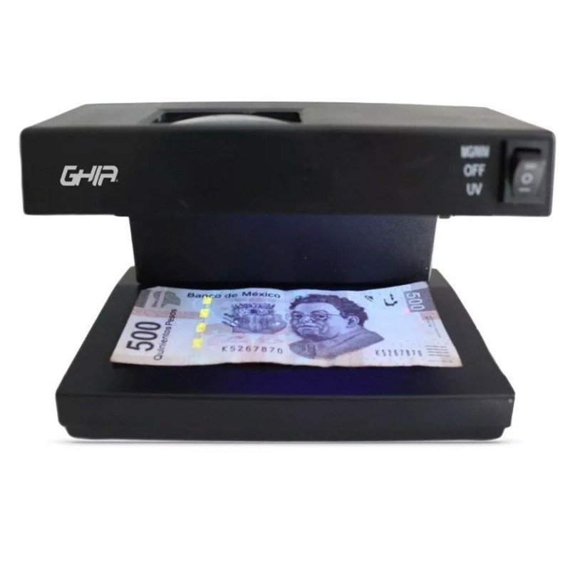 Lámpara detectora de billetes falsos y documentos oficiales, Ghia, luz