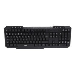 Teclado Ghia alámbrico multimedia color negro, 104 teclas