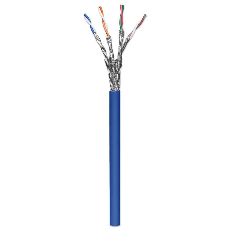 Bobina cable UTP de red cat6a Intellinet 100 cobre rollo 305 metros solida color azul
