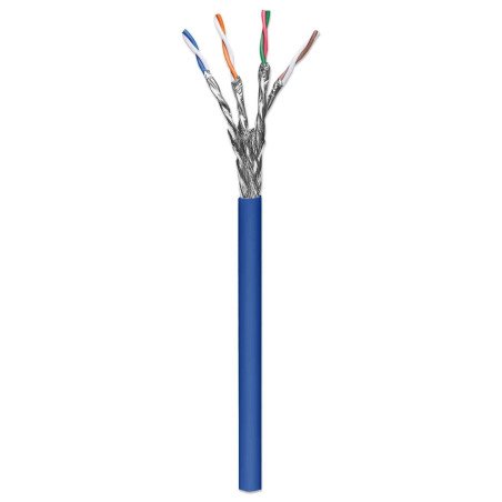 Bobina cable UTP de red cat6a Intellinet 100 cobre rollo 305 metros solida color azul