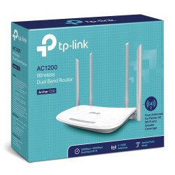 Router inalámbrico TP-Link AC1200 banda dual (2.4GHz a 300mbps y 5GHz a 867mbps) 4 puertos LAN 10/100 1 puerto WAN 10/100 y 4 an