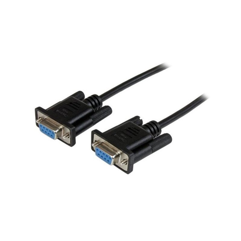 Cable nulo de módem de 2m, serial RS232 a DB9, hembra a hembra, color negro Cable nulo de módem de 2m, serial RS232 a DB9, hembra a hembra, color negro