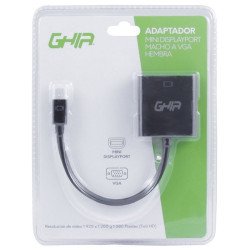 Adaptador Ghia mini display port a VGA color negro
