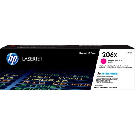 Tóner HP Original, alto rendimiento, No. 206X, para HP LaserJet Pro M255, M282, M283. Color magenta