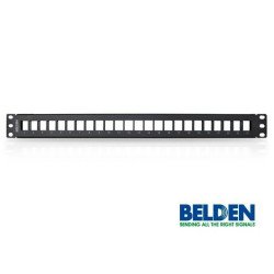 Panel de parcheo Belden 10gx de 24puertos, 2u, negro categoría 6a