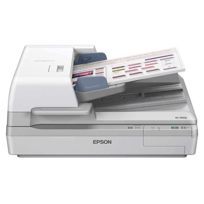 Scanner Epson WorkForce DS-70000, 70 ppm/140 ipm, 600 DPI, 16 bits, cama plana, USB, adf, dúplex, doble carta