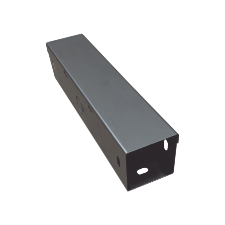 Ducto cuadrado embisagrado 6.5 x 6.5 cm, fabricado en lámina de acero al carbón, hasta 67 cables cat6, incluye cople y tornillos