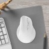 Mouse Acteck Virtuos Fitt MI520, ergonómico, vertical, inalámbrico, dual bluetooth + adaptador USB, 2400 DPI, recargable, blanco