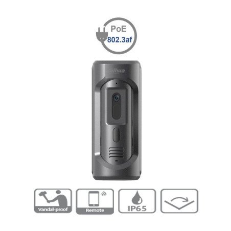 Dahua VTO2101EP - frente de calle IP independiente 2 MP, p2p, dmss, antivandálico IK10, IP65, PoE 802.3af, compatible con monito