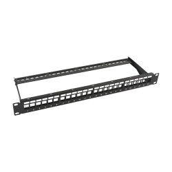 Patch panel modular sin blindaje de 24 puertos, 1u, con barra para organizar cable
