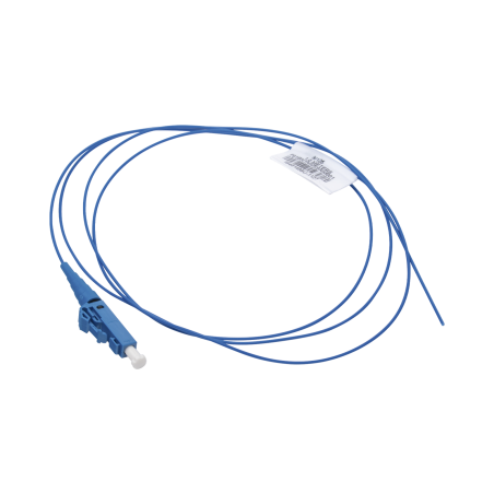 Pigtail de fibra óptica LC simplex, monomodo OS2 9/125, 900um, color azul, 1 metro