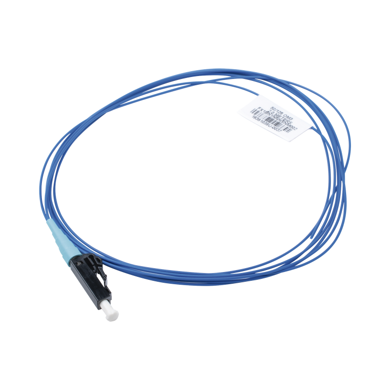 Pigtail de fibra óptica LC simplex, multimodo OM4 50/125, 900um, color aqua, 1 metro