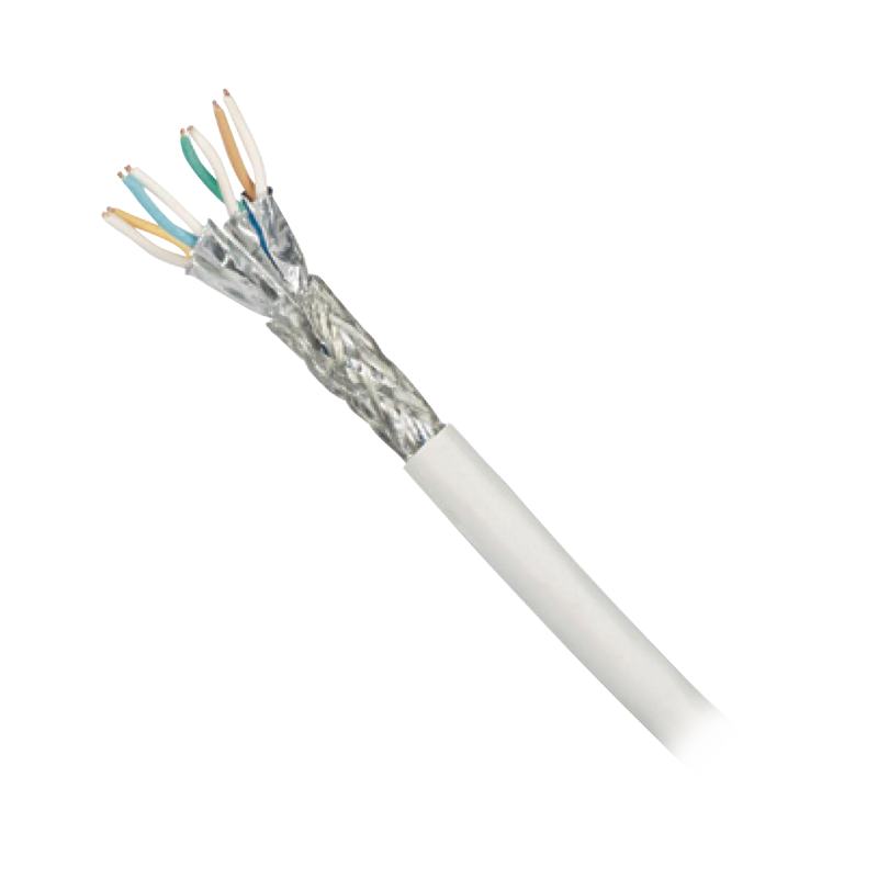 Bobina de cable blindado S/FTP de 4 pares, cat7, inmune a ruido e interferencias, LSZH (bajo humo, cero halógenos), color blanco