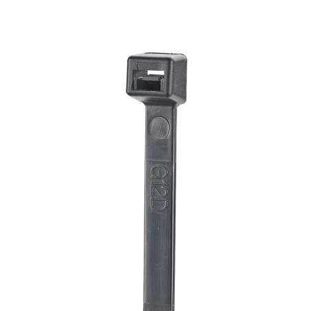 Cincho de nylon 6.6 stronghold, de 200mm de largo, color negro, exterior resistente a rayos uv, paquete de 100pz