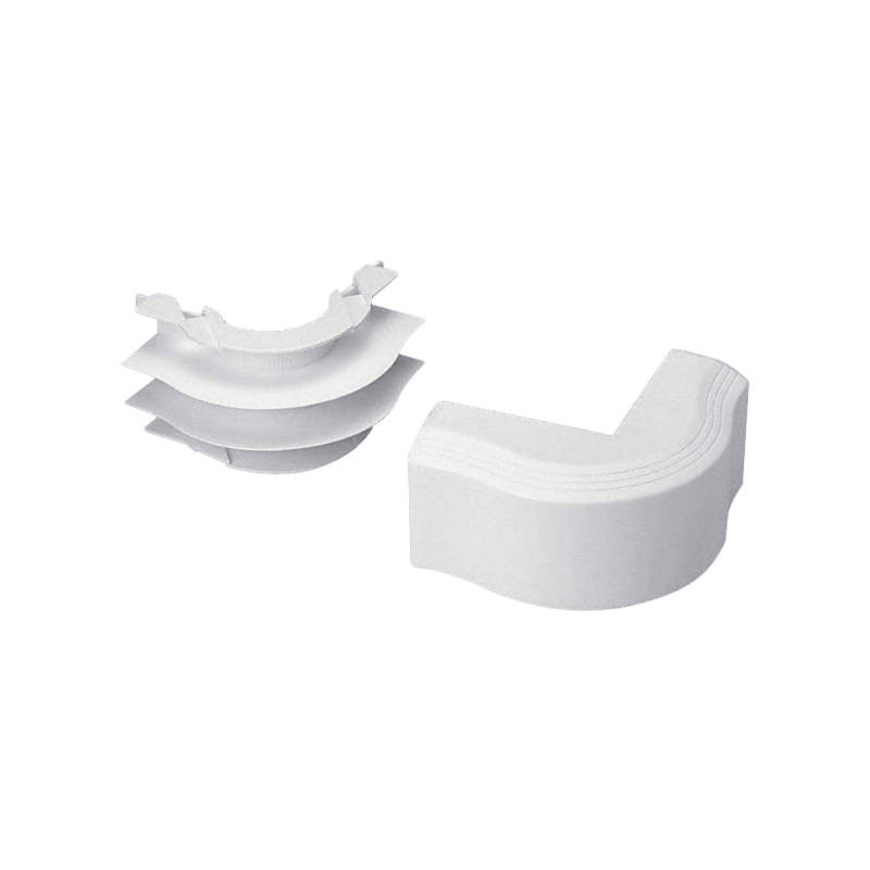 Esquinero exterior, para uso con canaleta T45, material PVC rígido, color blanco mate