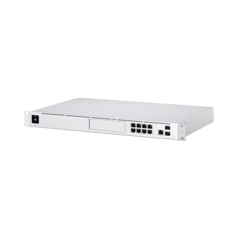 Unifi dream machine pro, de 1 ur con un puerto 10g  SFP+ WAN, 8 puertos 10, 100, 1000 Mbps RJ-45 LAN, y una bahía de HDD 3.5", i