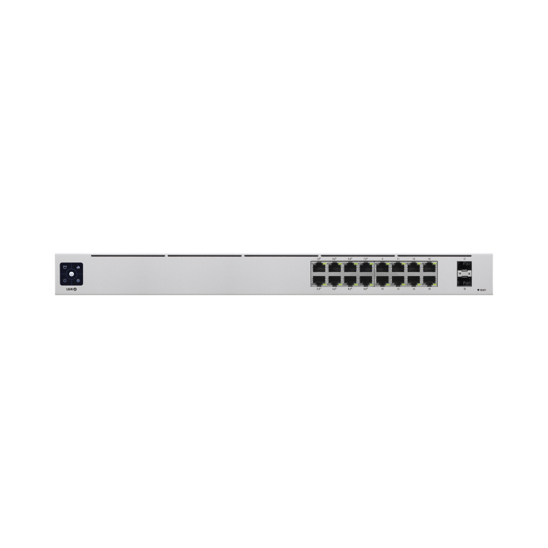 Unifi switch usw-16-poe gen2, capa 2 de 16 puertos (8 puertos PoE 802.3af, at + 8 puertos gigabit) + 2 puertos 1g  SFP, 42w, pan
