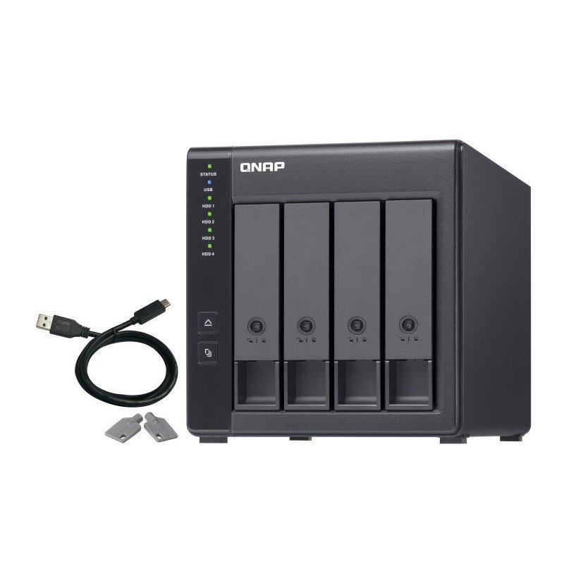 Qnap SMB storage TR-004-US TR-004 4-bay USB 3.0 type-c (5Gbps) hardware raid enclosure/ das supports 3.5" SATA HDD and 2.5" sata