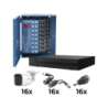 Kit TurboHD 1080p, DVR 16 canales, 16 cámaras bala policarbonato con micrófono (exterior 2.8 mm), transceptores, conectores, fue