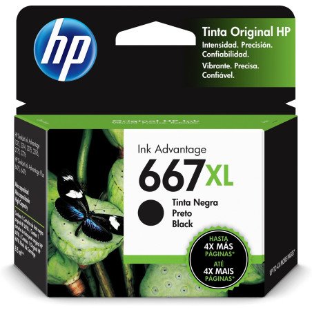 Cartucho de tinta HP 667XL Negro Original. Alto rendimiento,