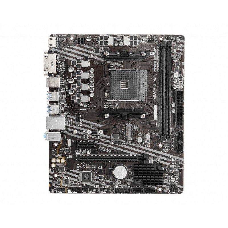Motherboard MSI A520M-A PRO, Socket AM4, MicroATX, Soporta Procesadores Ryzen 5000 y 3000 y 4000G series