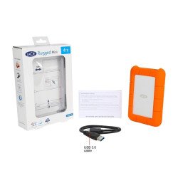 Disco duro externo LaCie rugged mini 4TB 2.5 USB 3.0 contragolpes, agua y polvo IP67 naranja, blanco Windows, Mac