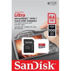 Memoria SanDisk 64GB micro SDXC ultra 100Mb/s clase 10 con adaptador