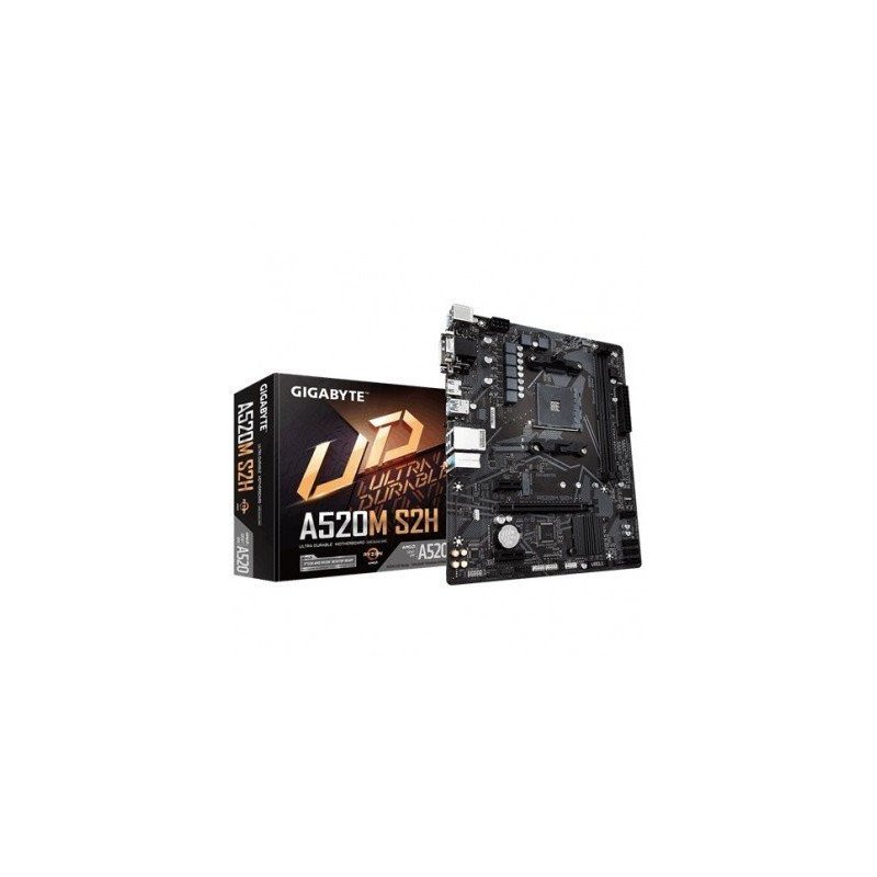 Tarjeta madre Gigabyte A520 AMD S-AM4 3ra gen, 2XDDR4 3200, HDMI, DVI, m.2, micro ATX, gama básica