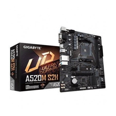 Tarjeta madre Gigabyte A520 AMD S-AM4 3ra gen, 2XDDR4 3200, HDMI, DVI, m.2, micro ATX, gama básica