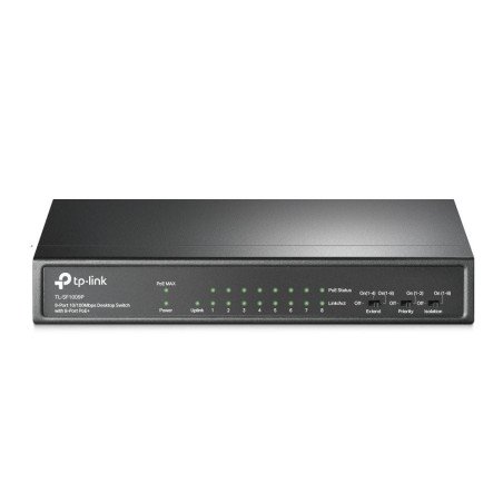 Switch TP-Link TL-SF1009P - Negro, 8 puertos 10/100 Mbps POE + 1 puerto 10/100Mbps, No administrable 10/100Mbps POE
