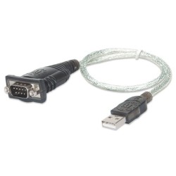 Cable convertidor Manhattan USB a serial DB9 RS232 45cm blíster
