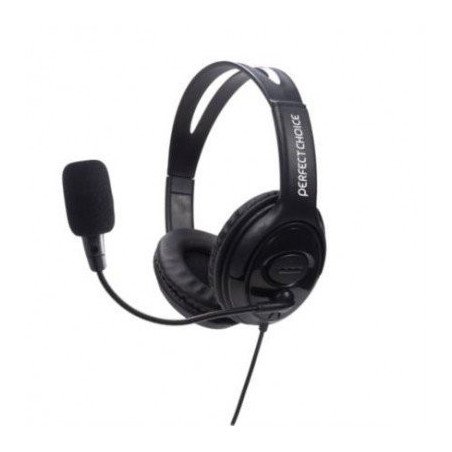 Diadema con micrófono PC-111009 Perfect Choice - audífonos con altura ajustable y orejeras acolchadas