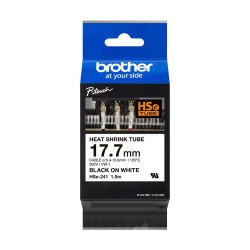 Cartucho de cinta poliolefina Brother HSe-241, TZe, Negro sobre blanco, 1.5 m x 1.77 cm