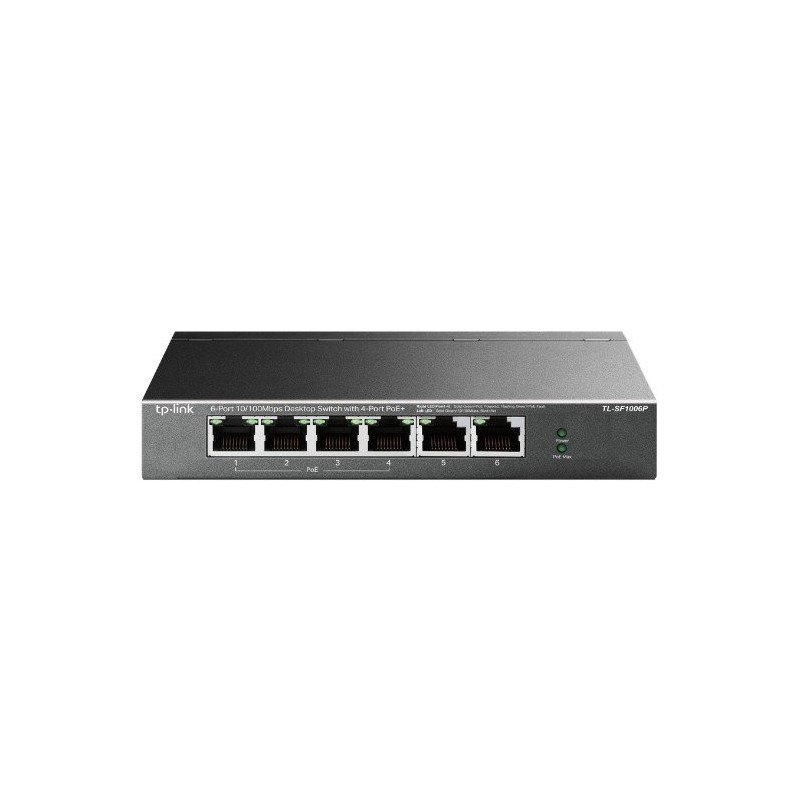 Switch TP-Link TL-SF1006P - No administrable 10/100Mbps POE de 4 puertos 10/100 Mbps POE + 2 puerto 10/100Mbps