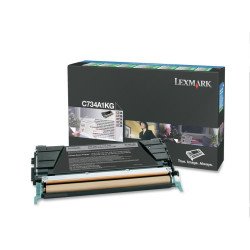 Tóner láser Lexmark, color negro, rendimiento estándar, C734A1KG, hasta 8,000 páginas, 5% de cobertura, para modelos: C734, C736