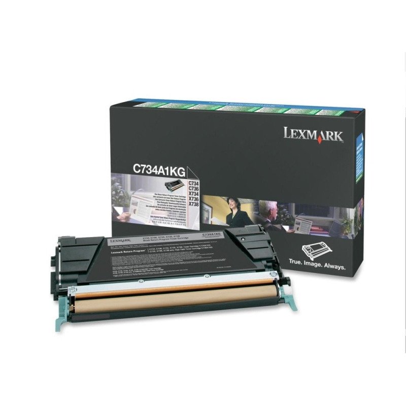 Tóner láser Lexmark, color negro, rendimiento estándar, C734A1KG, hasta 8,000 páginas, 5% de cobertura, para modelos: C734, C736 Tóner láser Lexmark, color negro, rendimiento estándar, C734A1KG, hasta 8,000 páginas, 5% de cobertura, para modelos: C734, C736