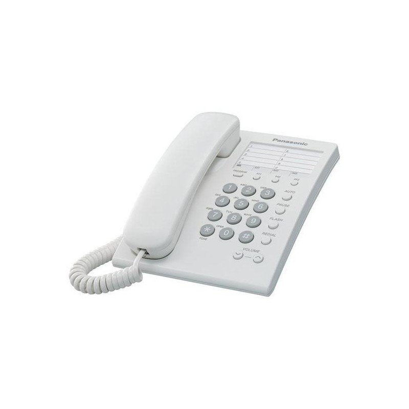 Teléfono Panasonic KX-TS550 alámbrico básico unilinea con 13 memorias (blanco)