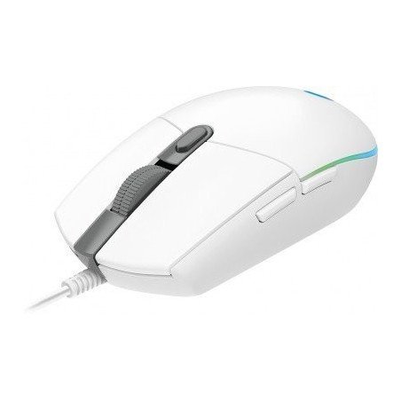 Mouse Logitech G203 lightsync gaming White óptico alámbrico USB iluminación RGB ajustable 6 botones