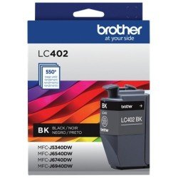 Cartucho de tinta negra Brother LC402BK, rendimiento aprox. de 550 págs. para MFCJ5340DW, MFCJ6540DW, MFCJ6940DW.