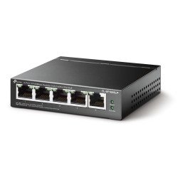 Switch PoE no Administrable de escritorio 5 puertos 10/100 Mbps, 4 puertos PoE, 41 W, modo extensor PoE hasta 250 m.